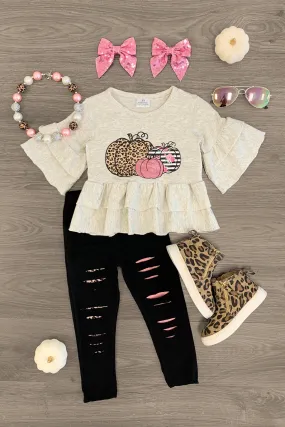 Multi-Pattern Pumpkin Legging Set