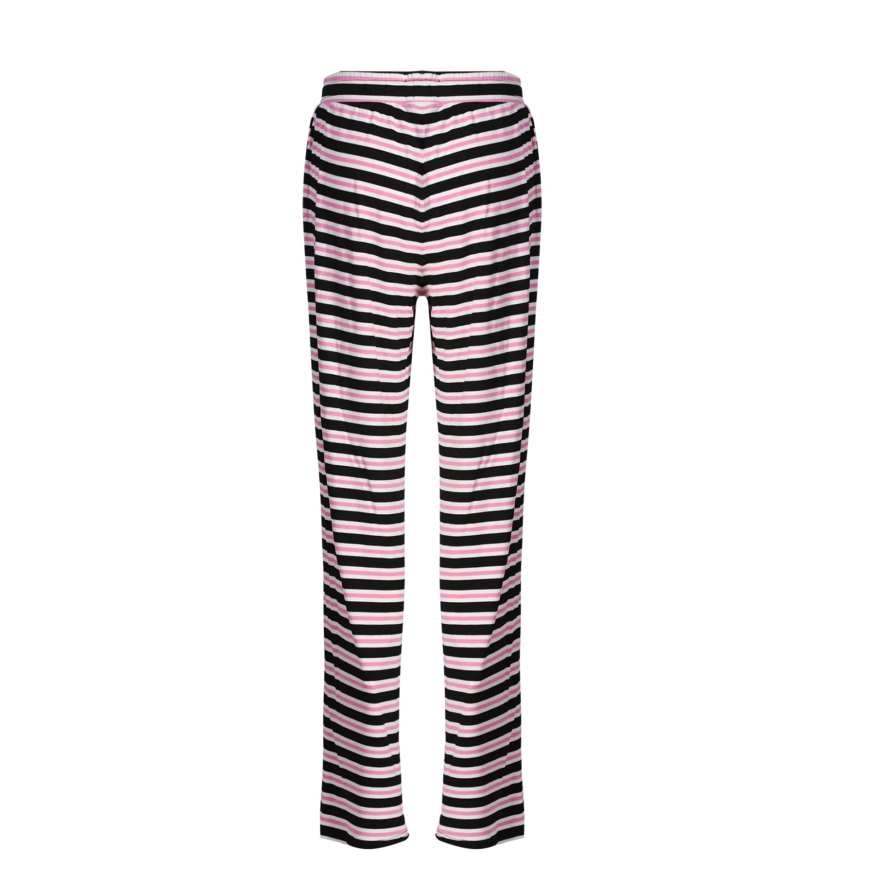 NATALIA-STRAIGHT-PANTS - BLACK BUBBLEGUM WHITE STRIPE