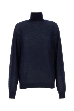 Navy blue cashmere see-through sweater