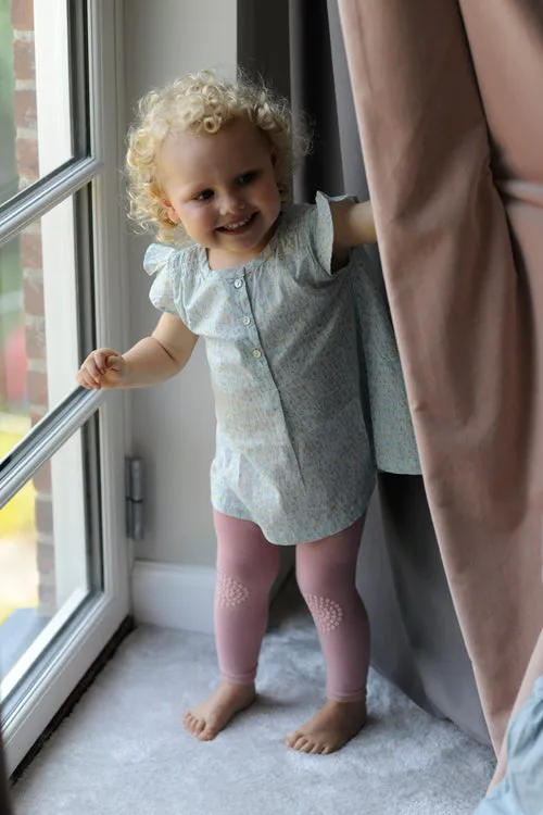Non-slip crawling leggings with grip for babies and toddlers - Dusty Rose