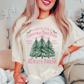 North Pole Christmas Tree Farm Wholesale Comfort Color Graphic Tee - Fast Shipping