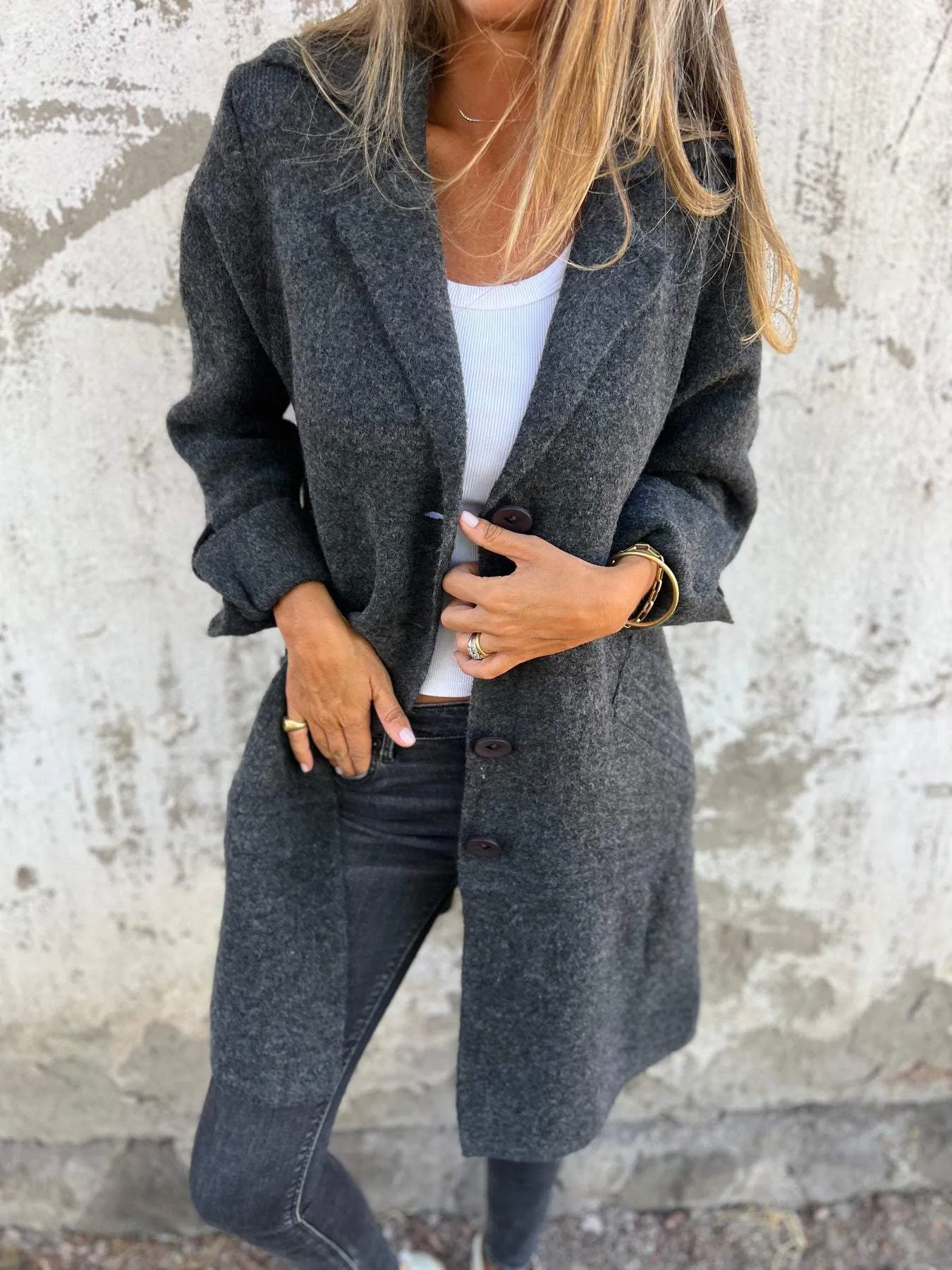 Olga | Cappotto lungo casual con revers