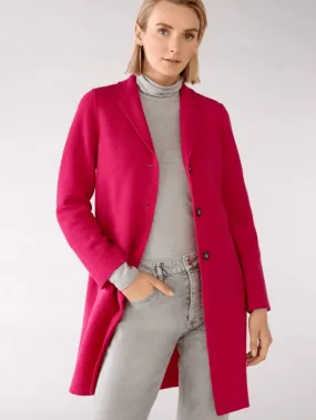 Oui Dark Pink Boiled Wool Long Coat 77627 3438