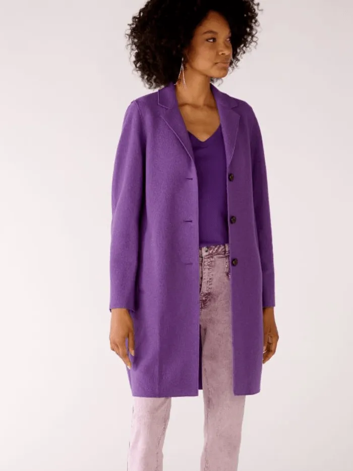 Oui T Purple Boiled Wool Long Coat 77627 4506