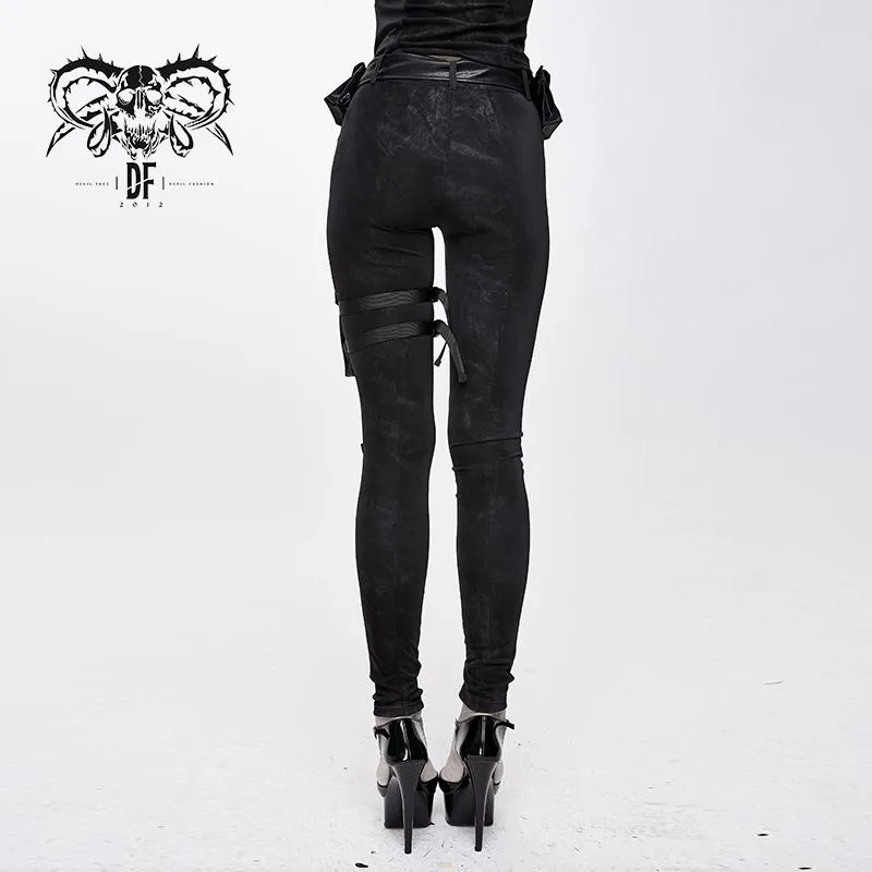 'Perdition' Punk Pants with Decorative Faux Leather Holster