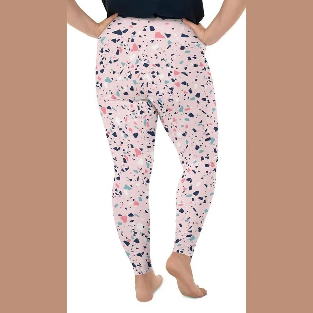 Pink Terrazzo Marble Plus Size Leggings