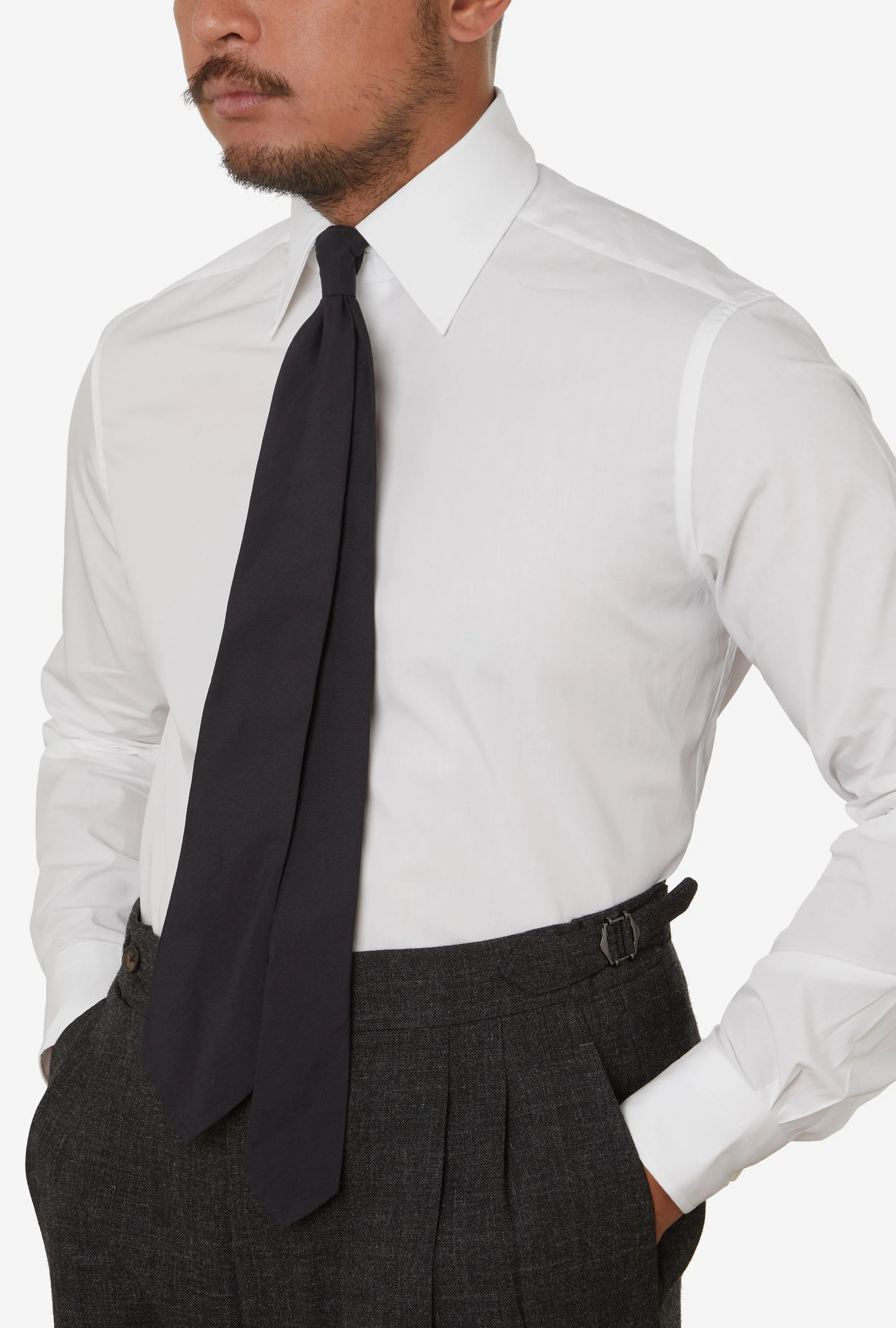 Point Collar Shirt Cotton Poplin White