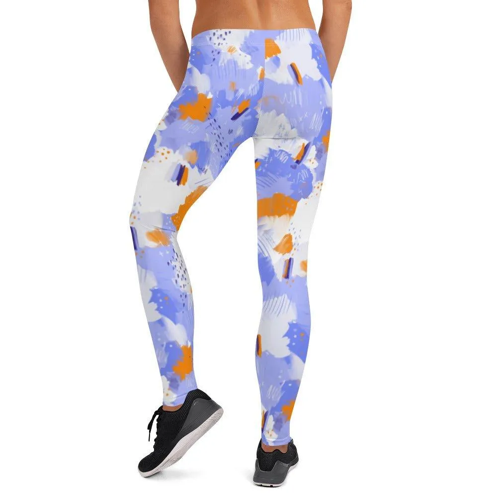 Purple Abstract Women's Mid-Rise Leggings