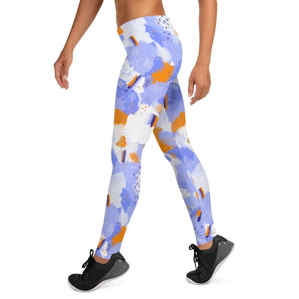 Purple Abstract Women's Mid-Rise Leggings