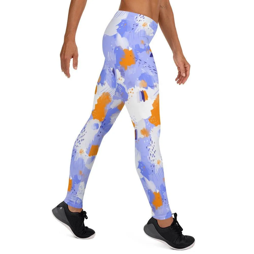 Purple Abstract Women's Mid-Rise Leggings