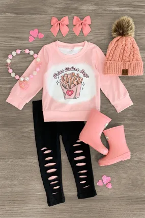 "Fries Before Guys" Pink Legging Set