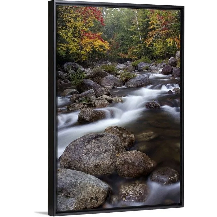 "Johns Brook in the Adirondacks in autumn, Keene Valley, New York" Black Float Frame Canvas Art