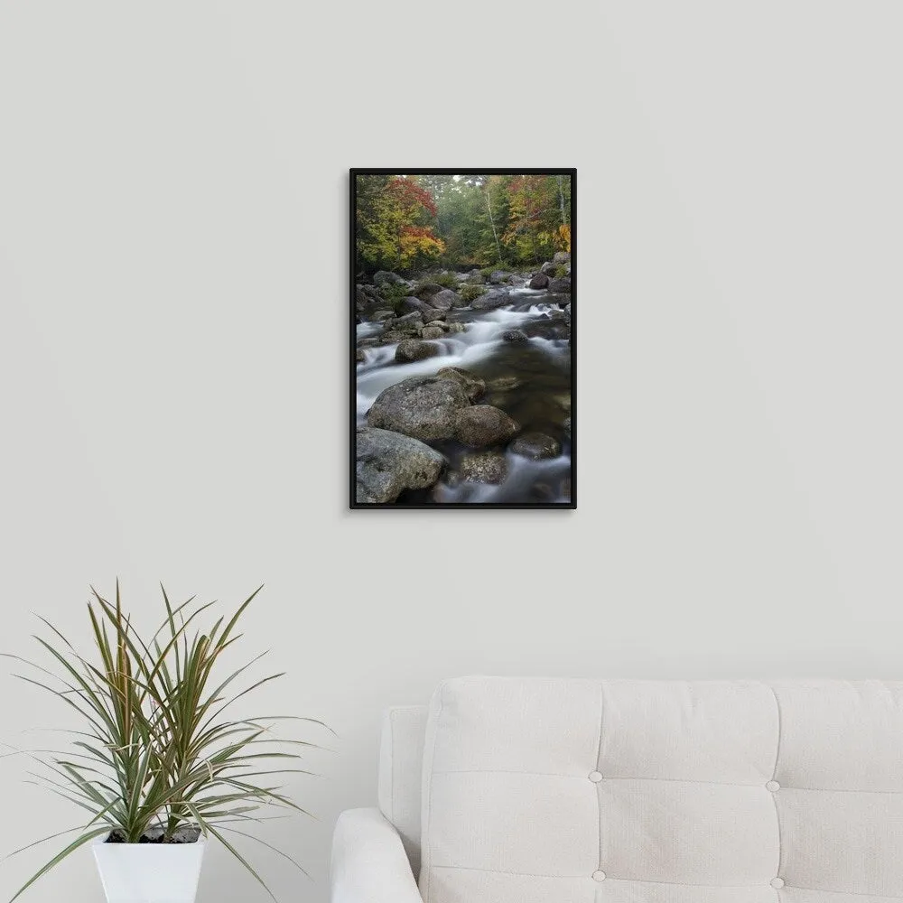"Johns Brook in the Adirondacks in autumn, Keene Valley, New York" Black Float Frame Canvas Art