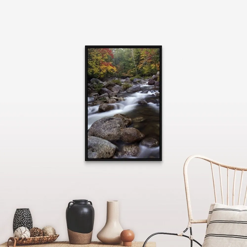 "Johns Brook in the Adirondacks in autumn, Keene Valley, New York" Black Float Frame Canvas Art
