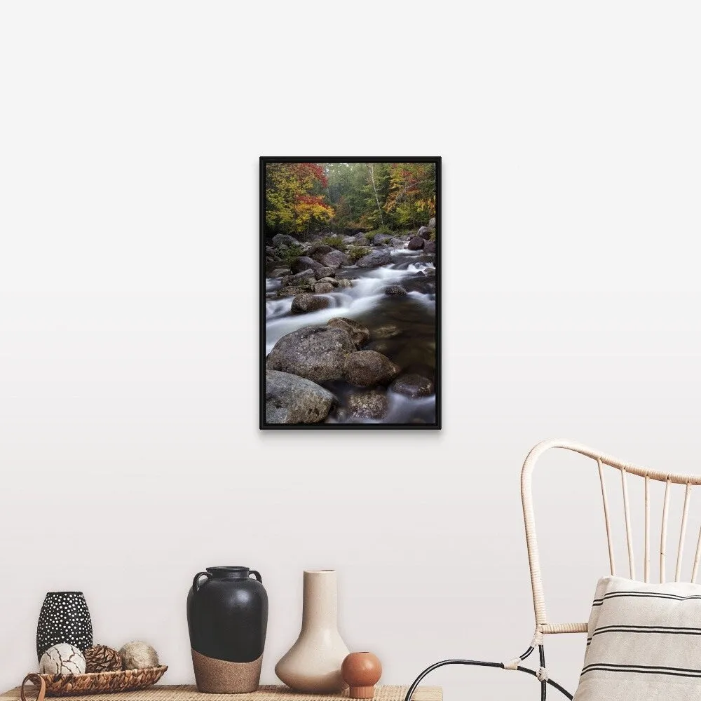 "Johns Brook in the Adirondacks in autumn, Keene Valley, New York" Black Float Frame Canvas Art