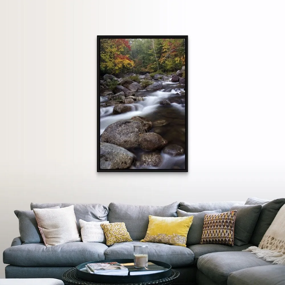 "Johns Brook in the Adirondacks in autumn, Keene Valley, New York" Black Float Frame Canvas Art