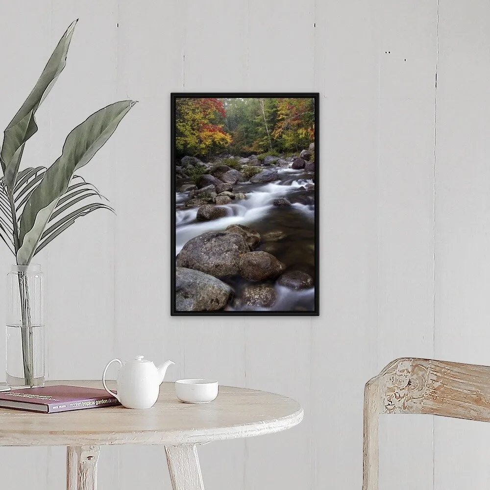 "Johns Brook in the Adirondacks in autumn, Keene Valley, New York" Black Float Frame Canvas Art