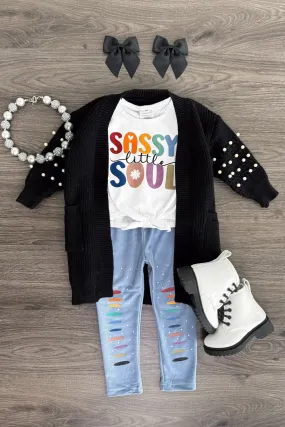 "Sassy Little Soul" Light Blue Legging Set