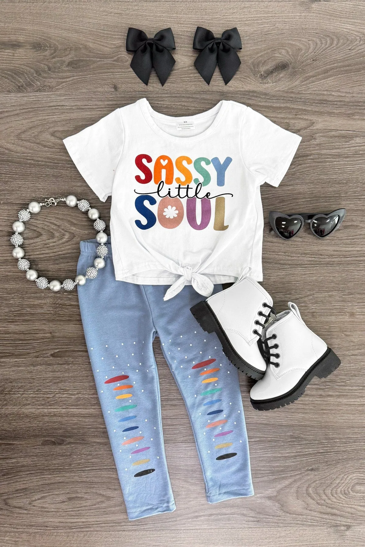 "Sassy Little Soul" Light Blue Legging Set
