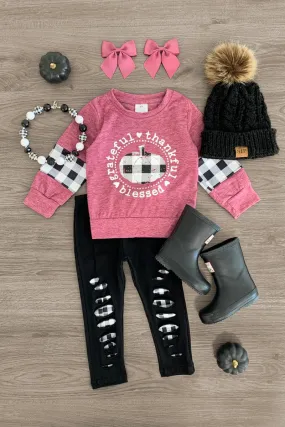 "Thankful, Grateful, Blessed" Mauve Legging Set