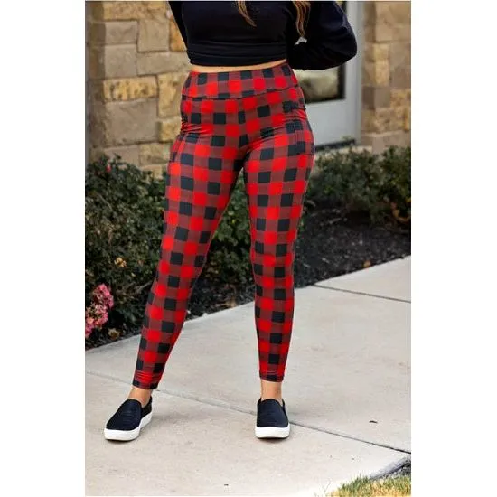 Red and Black Plaid Leggings