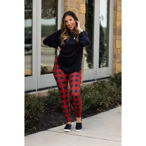Red and Black Plaid Leggings