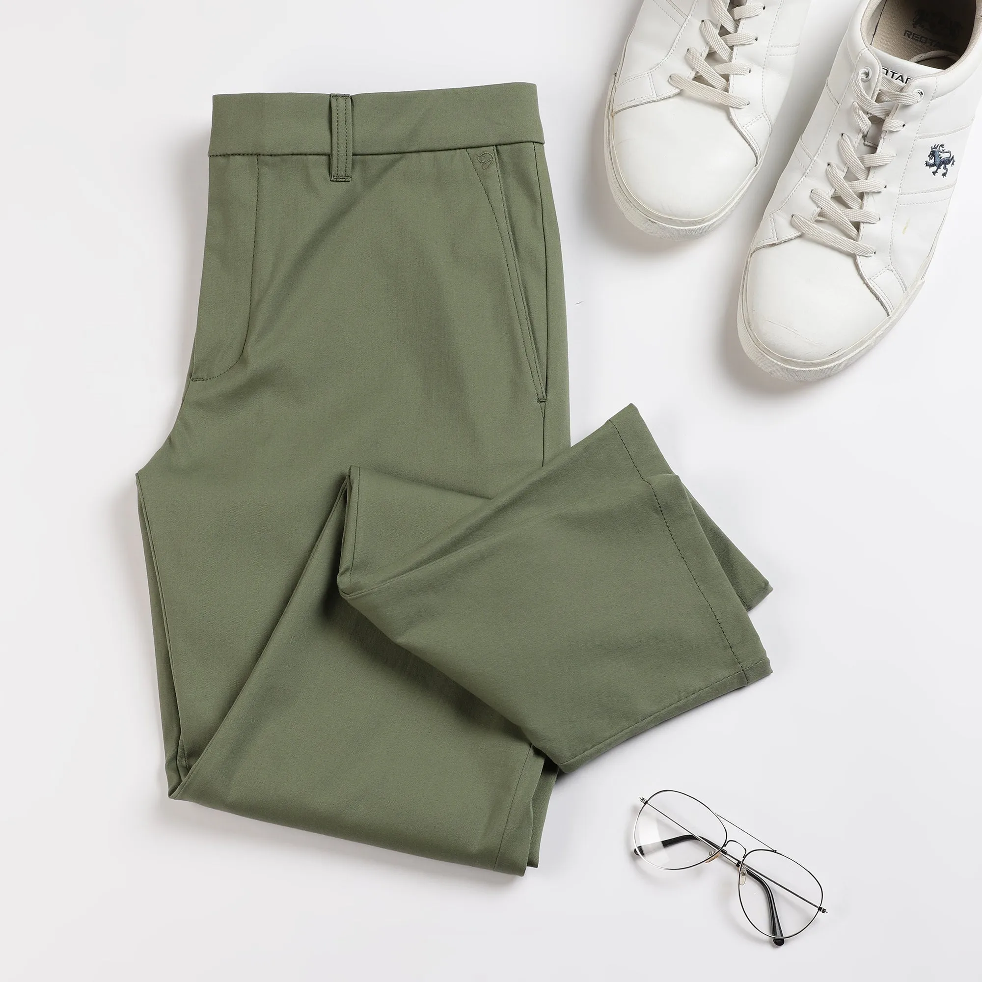 Regular Fit Luxe Chinos - Olivine Green