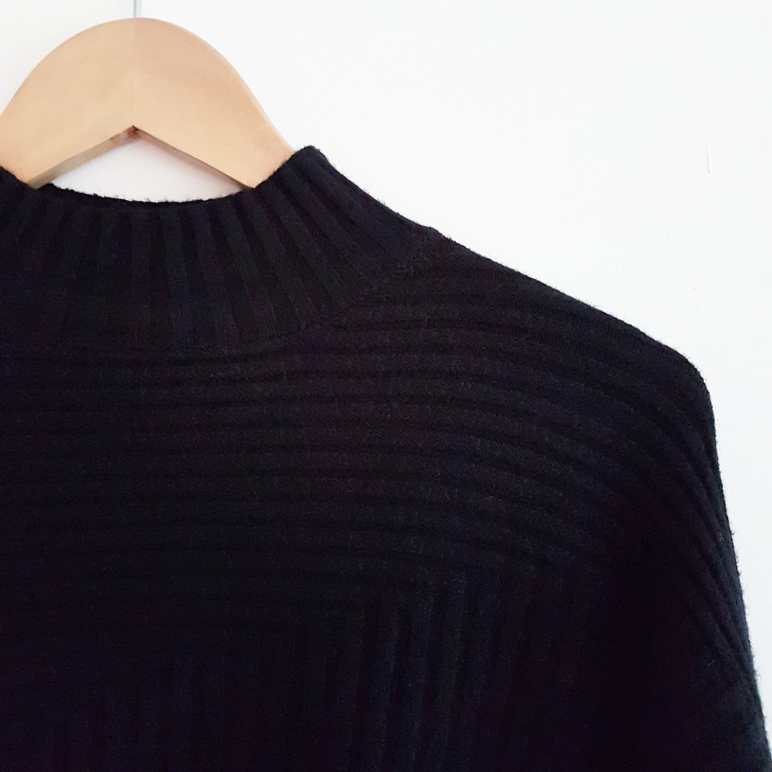 Ribbed Funnel Neck Jumper Black