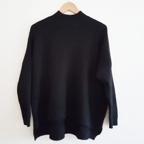 Ribbed Funnel Neck Jumper Black