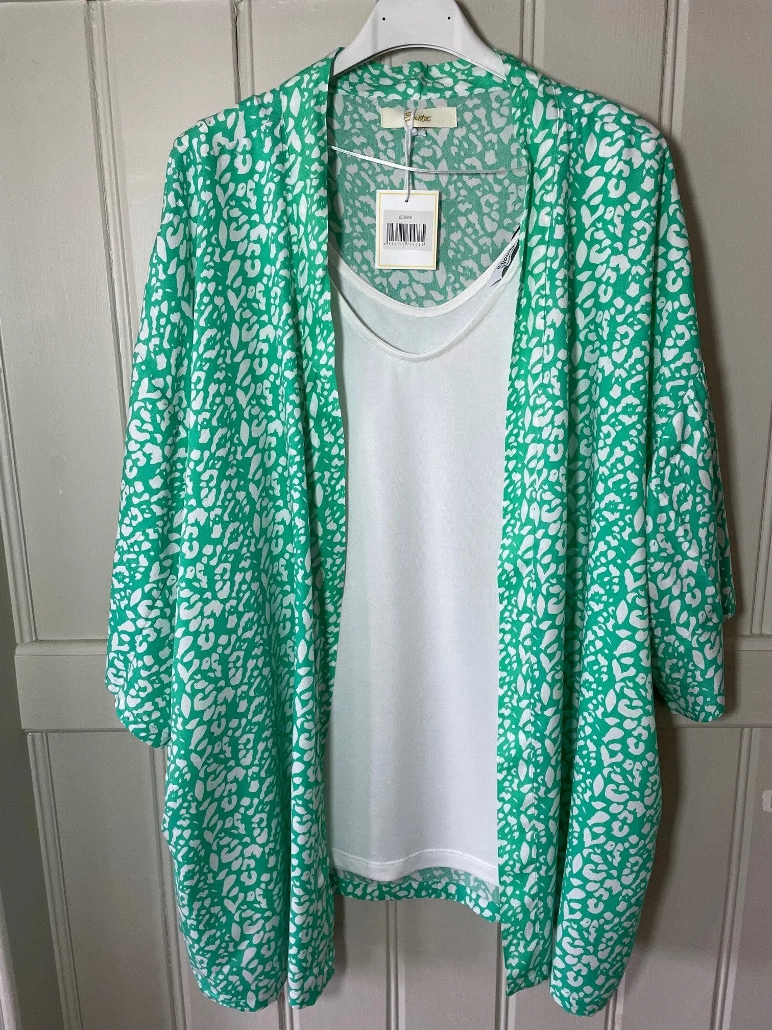 Sarta Pink Two Tone Leopard Print Kimono