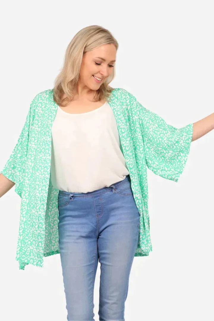 Sarta Pink Two Tone Leopard Print Kimono