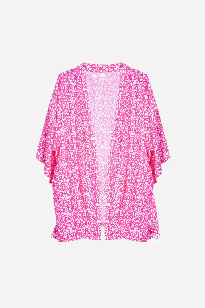 Sarta Pink Two Tone Leopard Print Kimono