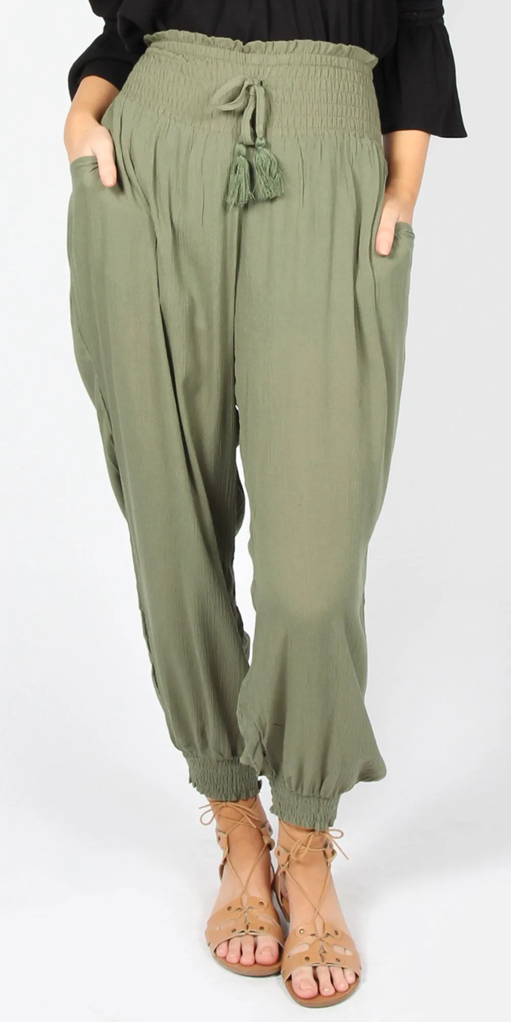 Sass Geanie Crinkle Pants Khaki 9930PWSS