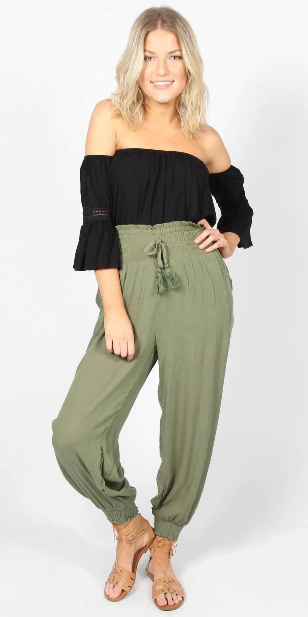 Sass Geanie Crinkle Pants Khaki 9930PWSS