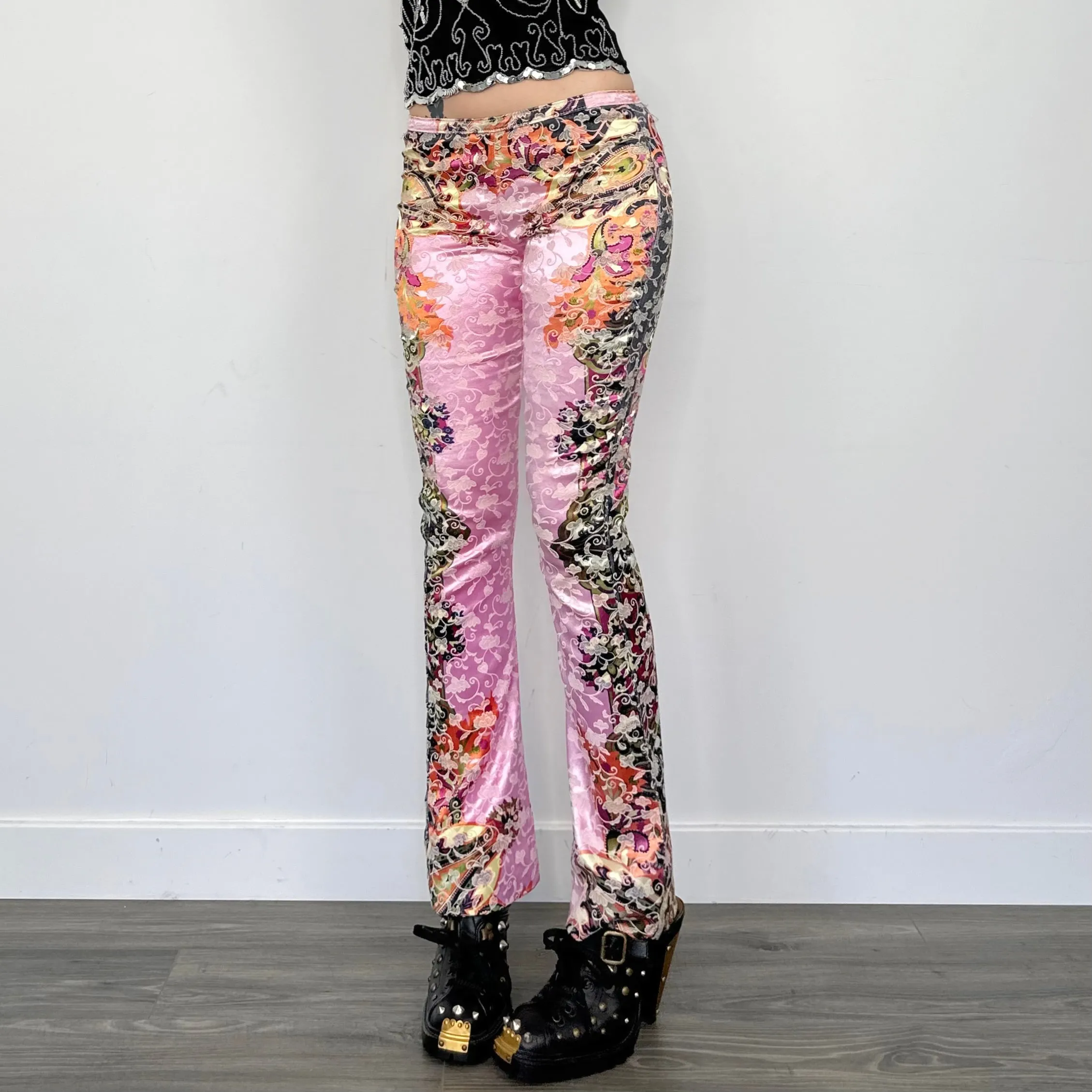 Satin Jacquard Printed Flares (XS)