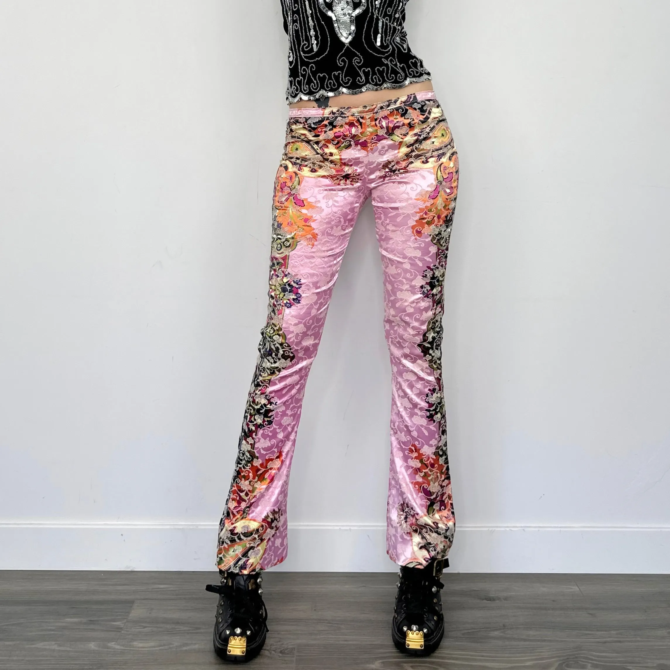 Satin Jacquard Printed Flares (XS)