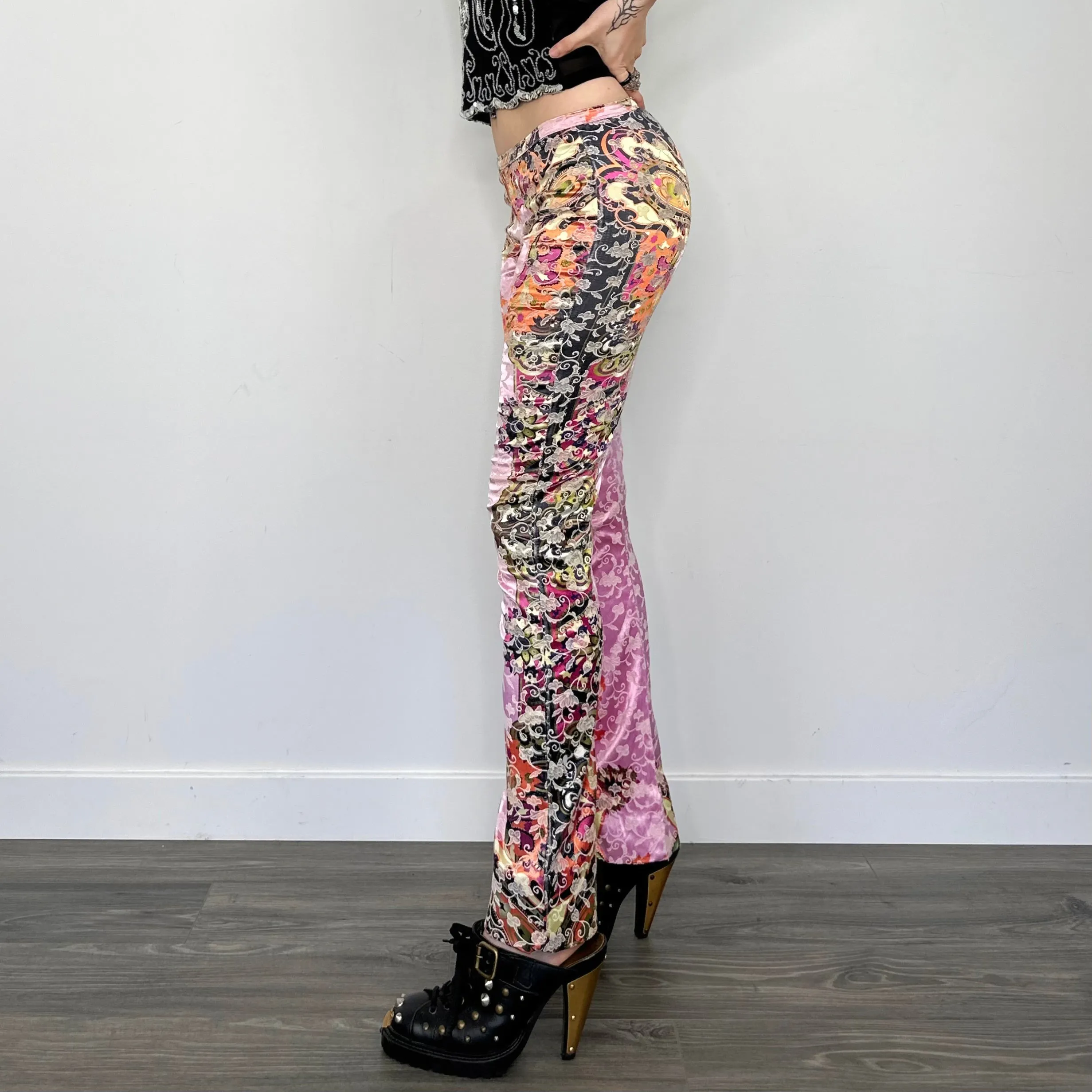 Satin Jacquard Printed Flares (XS)