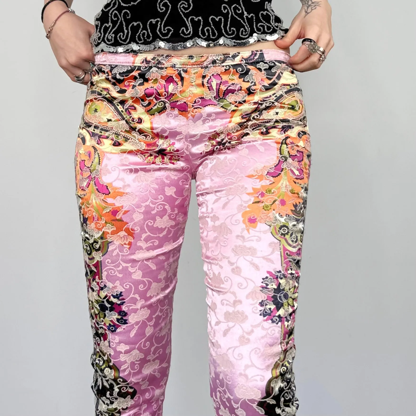Satin Jacquard Printed Flares (XS)