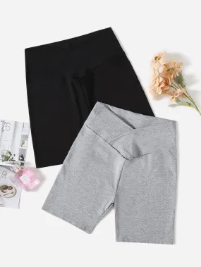 Sporty Plain Short Women Leggings