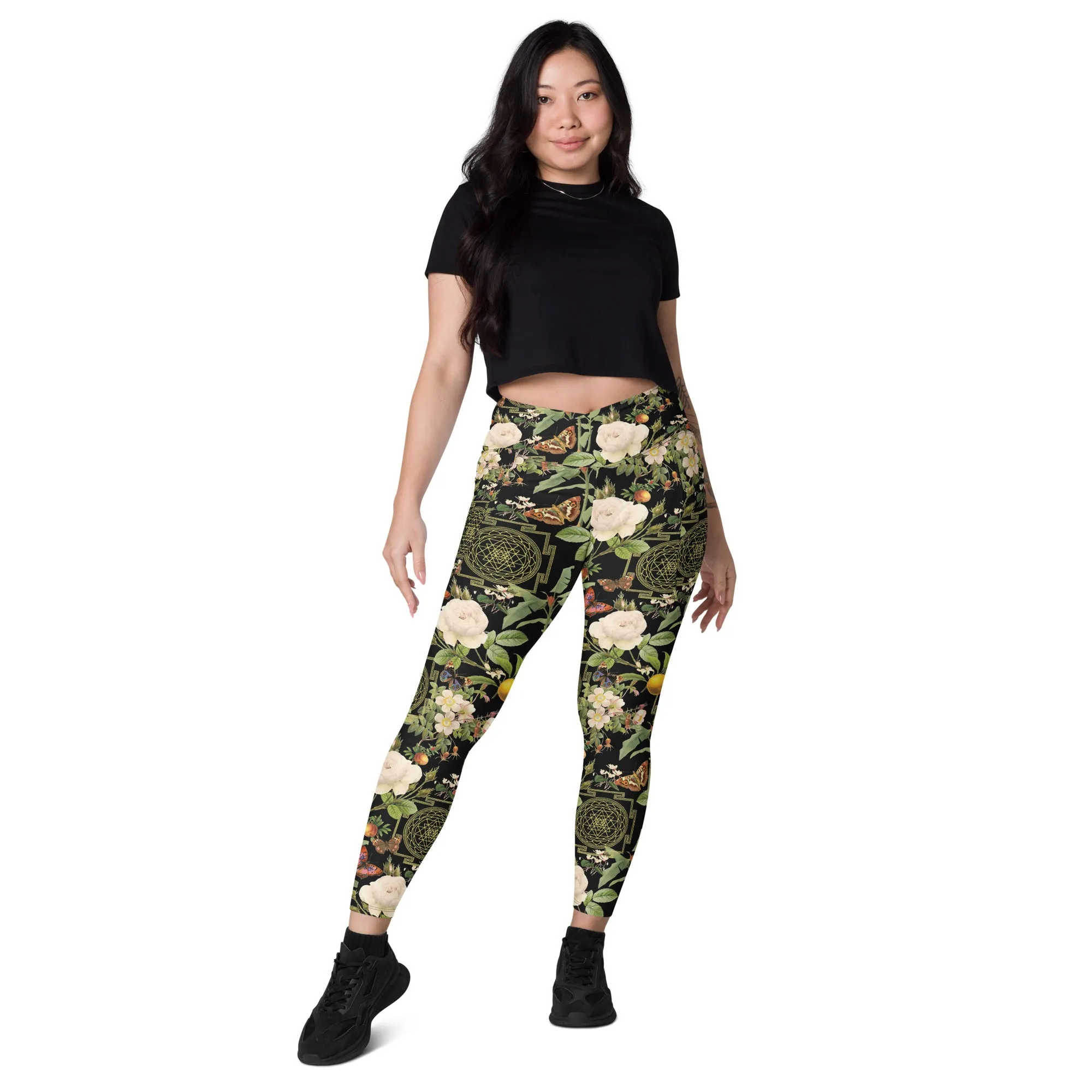 Sri Yantra Crossover leggings with pockets