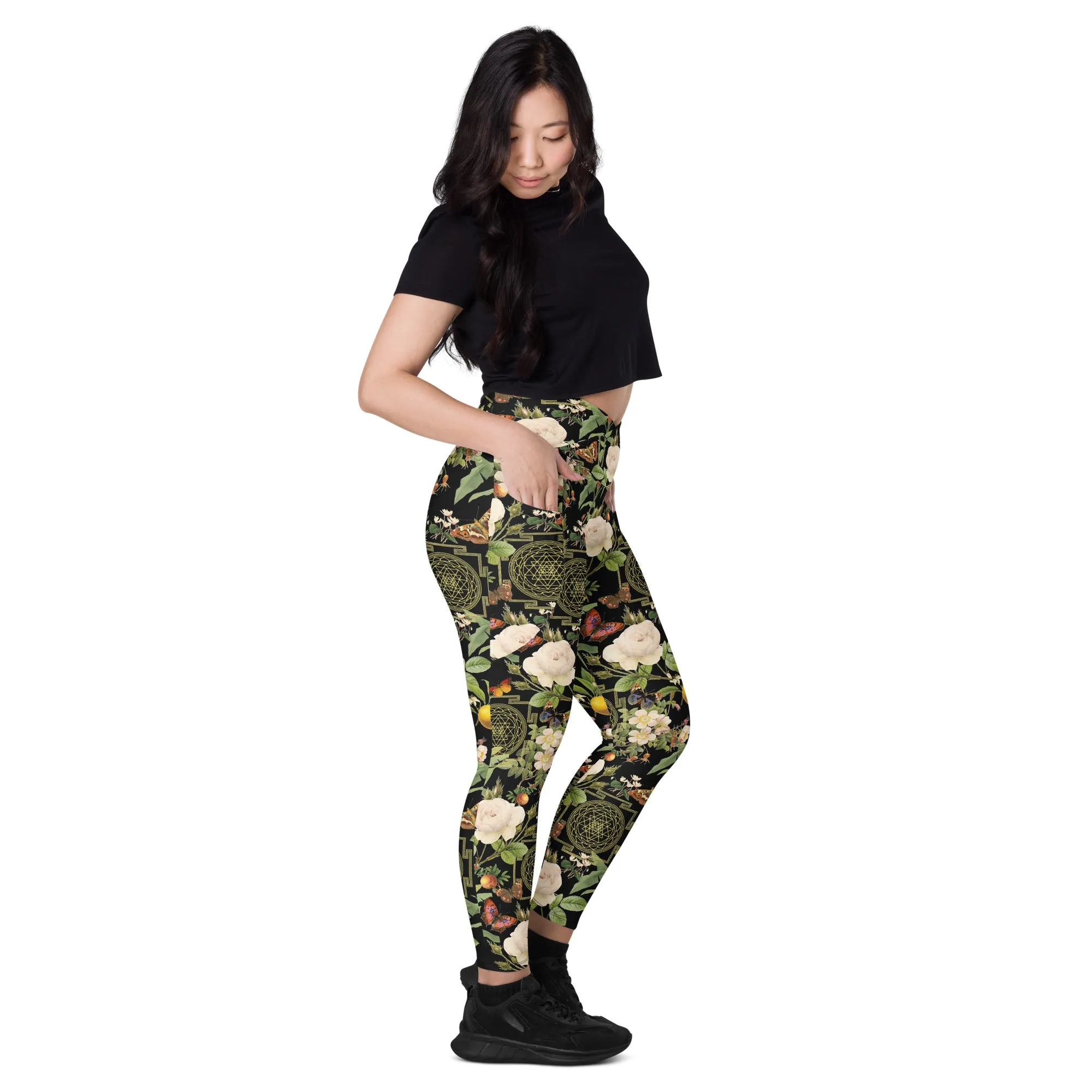 Sri Yantra Crossover leggings with pockets