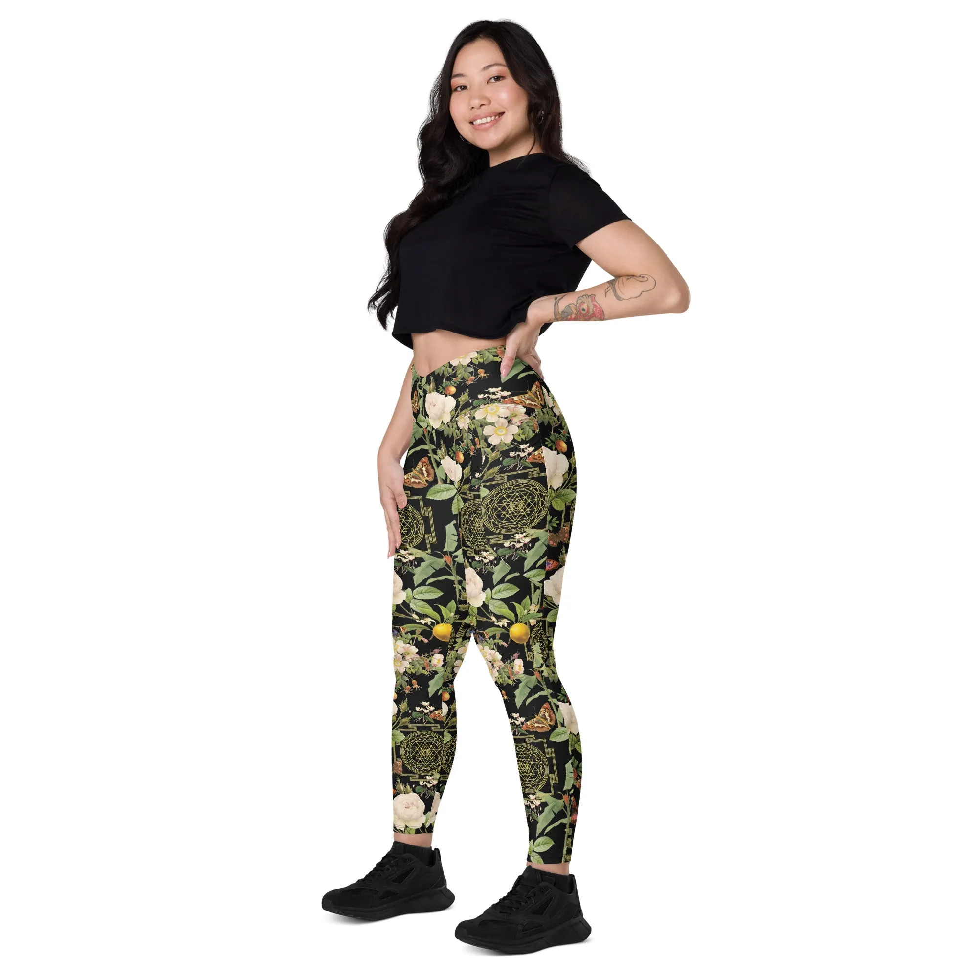 Sri Yantra Crossover leggings with pockets