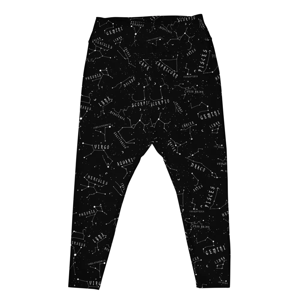 Stellar Plus Size Leggings - Vegan Gothic Activewear -Witchy Goth Leisurewear - Occult Pagan Yoga Leggings with UPF 50  Protection