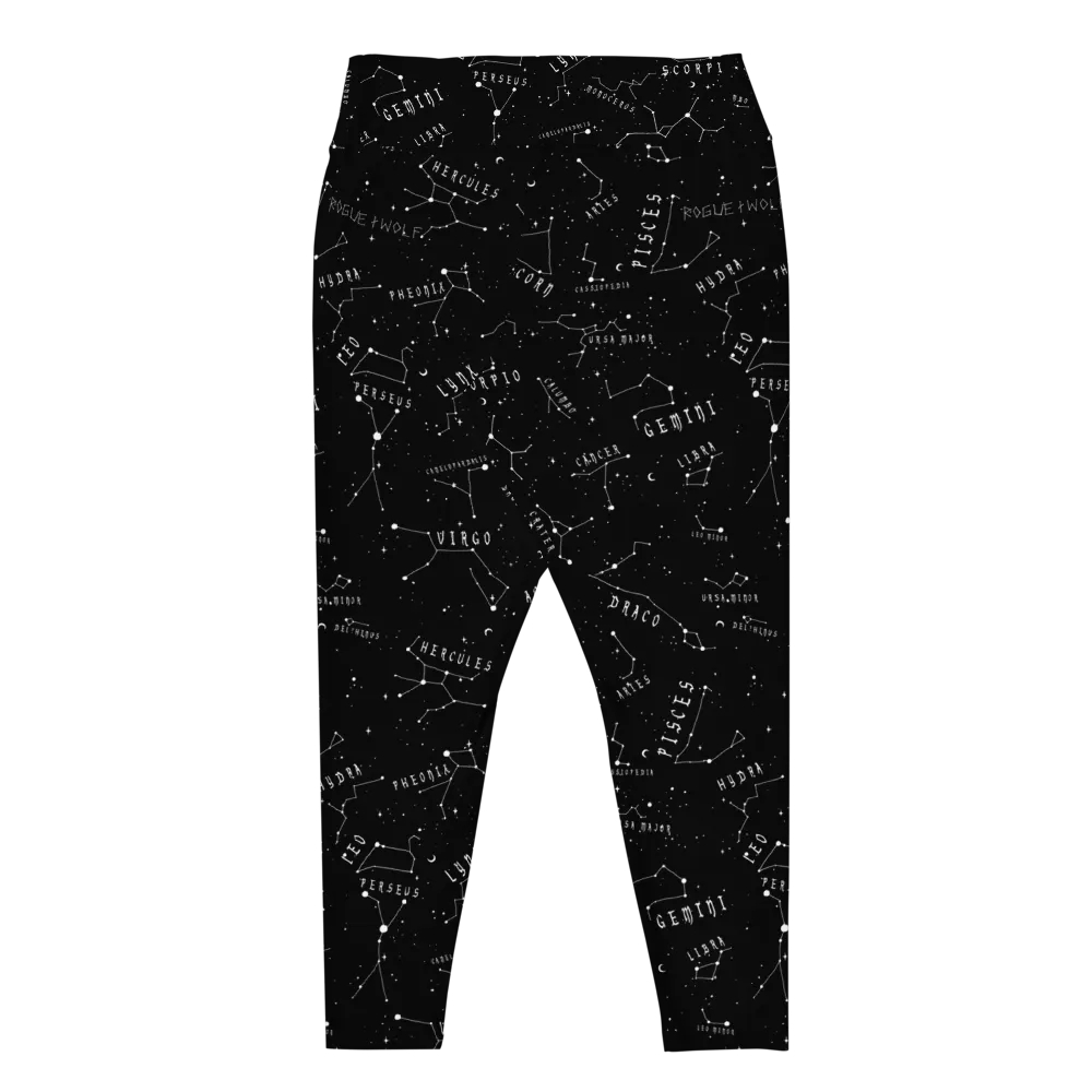 Stellar Plus Size Leggings - Vegan Gothic Activewear -Witchy Goth Leisurewear - Occult Pagan Yoga Leggings with UPF 50  Protection