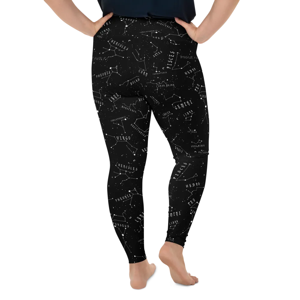 Stellar Plus Size Leggings - Vegan Gothic Activewear -Witchy Goth Leisurewear - Occult Pagan Yoga Leggings with UPF 50  Protection