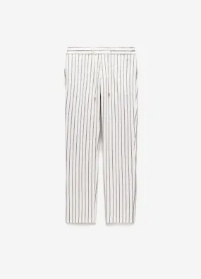 Striped Drawstring Pants White