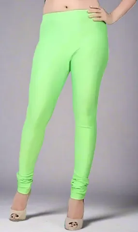 Stylish Polyester Parot Green Solid Leggings stylish,cool & comfortable for Women