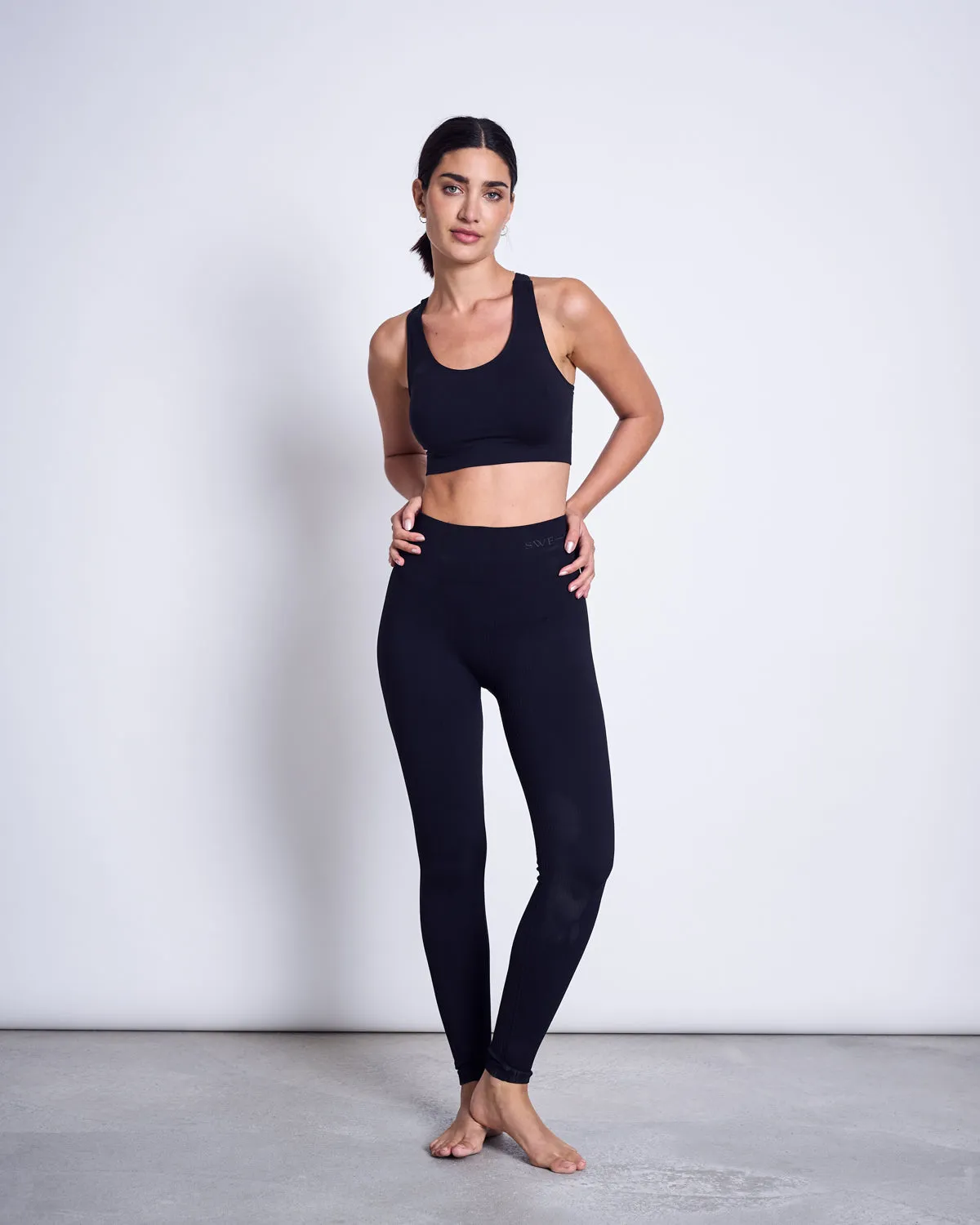 SWEDISH STOCKINGS TYRA RIB LEGGINGS BLACK
