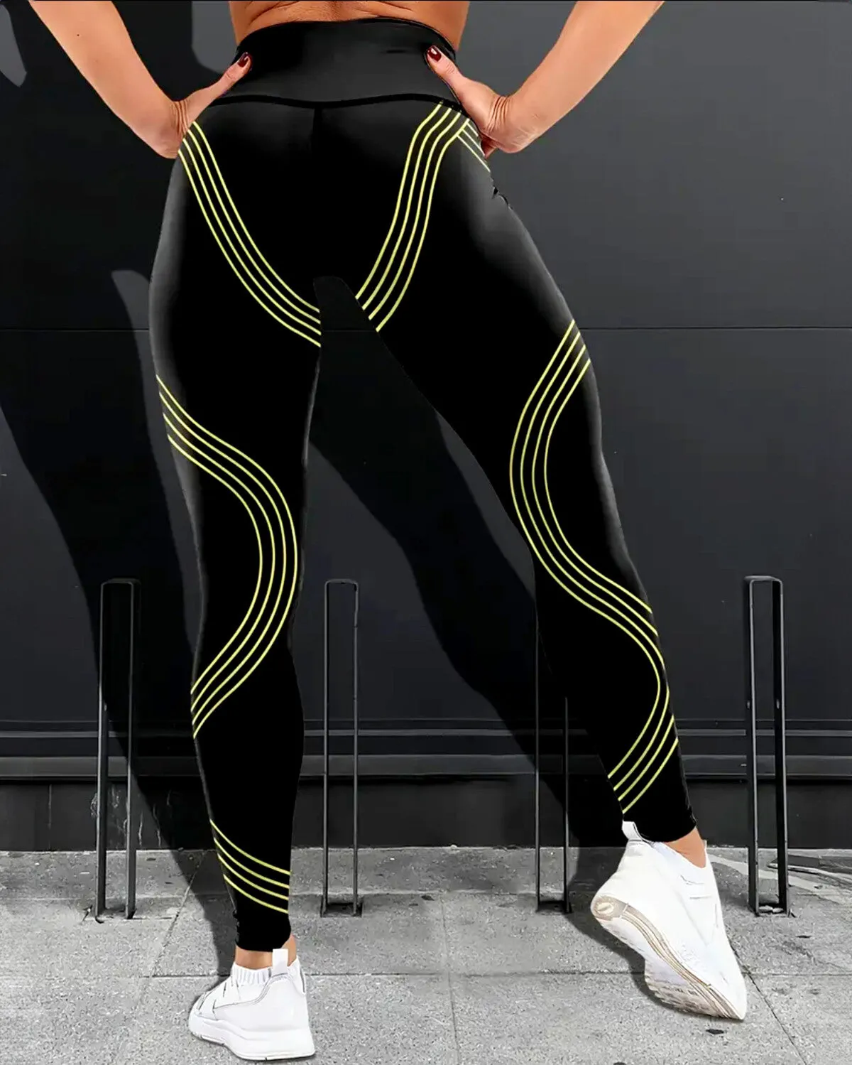 Track Stripe Leggings - Green
