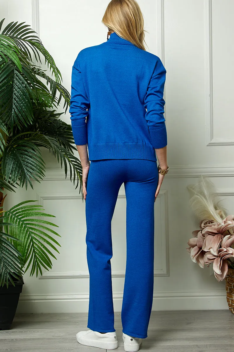 Turtleneck Knitted Sweater and Flare Pants Set
